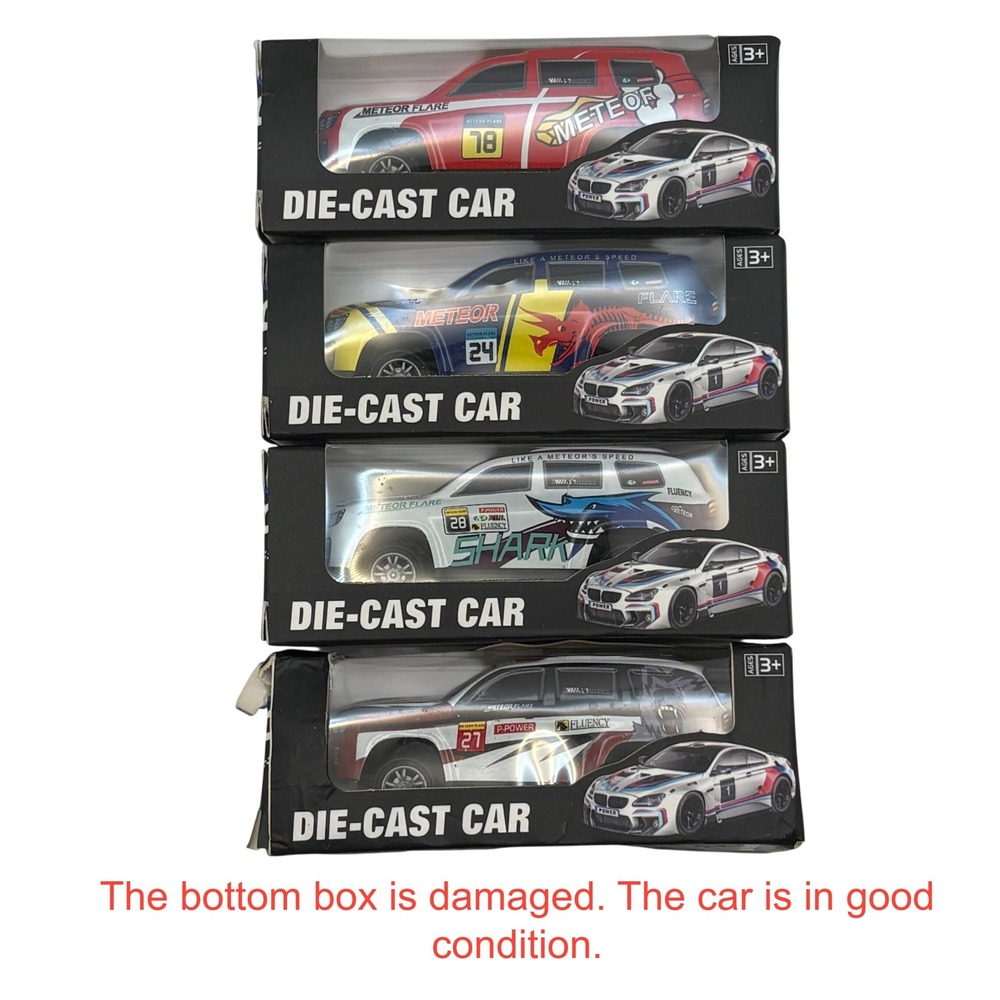 Pull Back Die-Cast Car Set 1:64 Scale Racing Toy Vehicles New In Box Set of 4